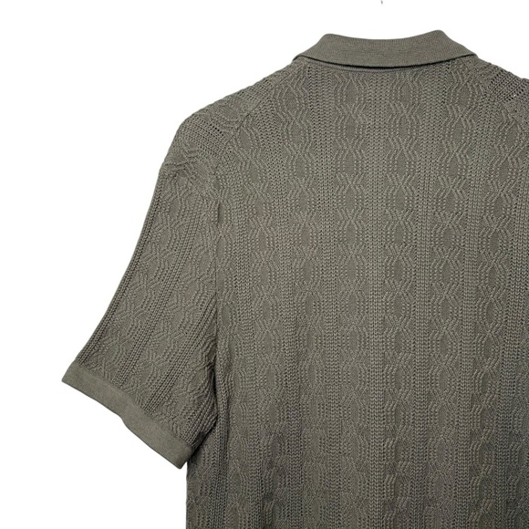 Abercrombie & Fitch Green Knit Sweater Button Down Short Sleeve Shirt Sz M - Picture 9 of 9
